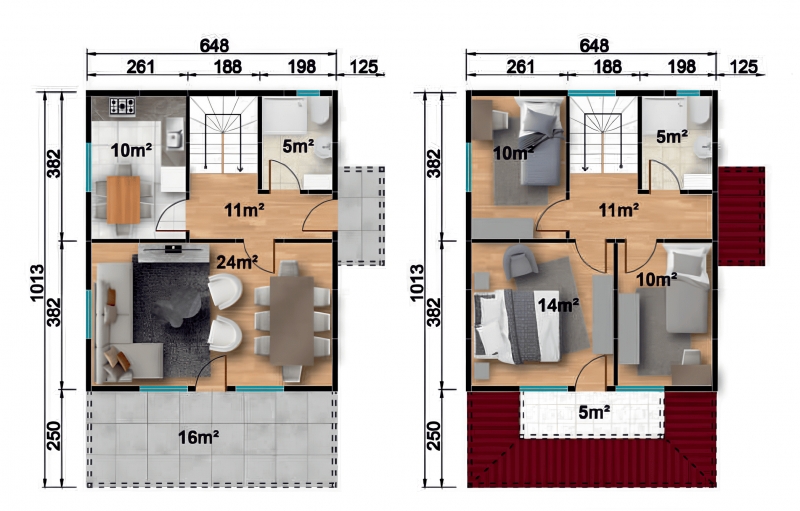 VP 207 - 124 m² Çift Katlı Prefabrik Ev 3. Fotoğrafı