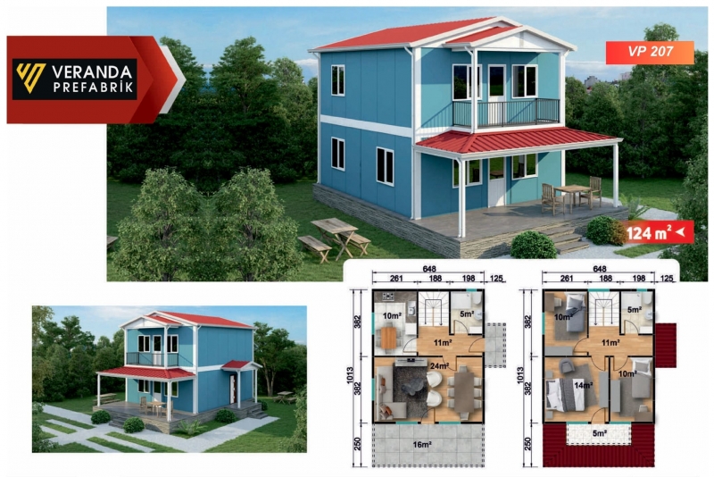 VP 207 - 124 m² Çift Katlı Prefabrik Ev 1. Fotoğrafı