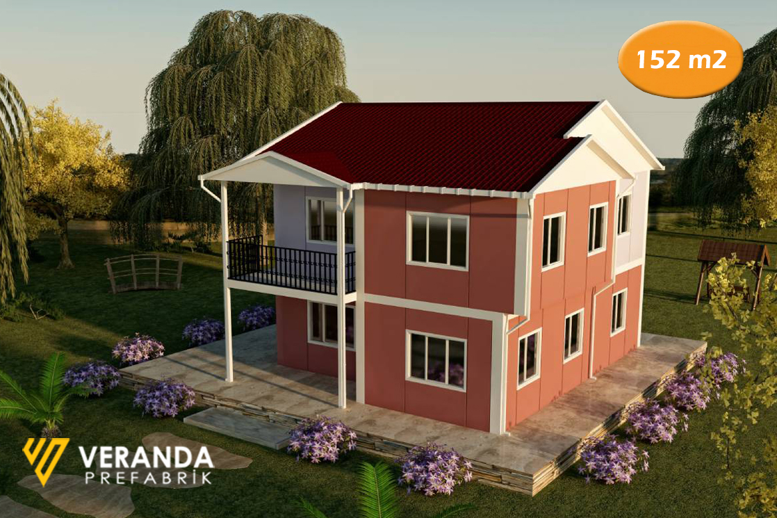 VP 203 100 m2 Dubleks Prefabrik Ev Veranda Prefabrik